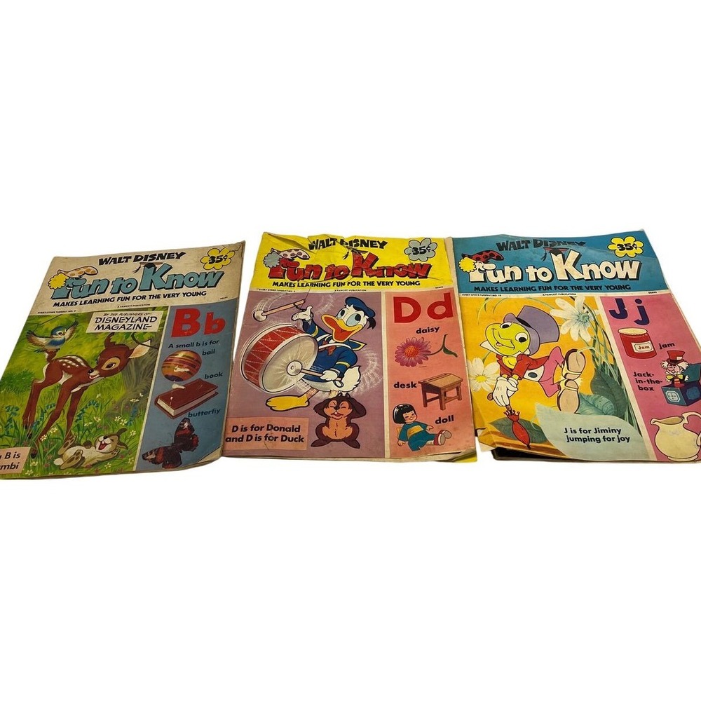 VTG 1972 Walt Disney Fun to Know Magazines Lot of 3 Number 2, 4, 10